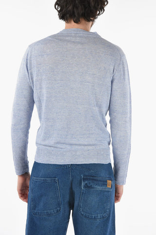 Lightweight Linen Solid Color Crew-Neck Sweater