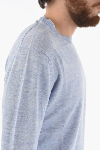 Lightweight Linen Solid Color Crew-Neck Sweater