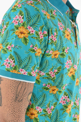 Floral Printed Piquet Cotton SMITH Polo Shirt
