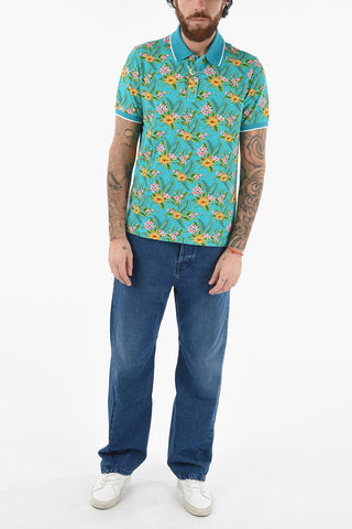 Floral Printed Piquet Cotton SMITH Polo Shirt