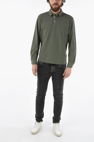 Cotton BORG 3-Buttons Polo Shirt with Long Sleeve