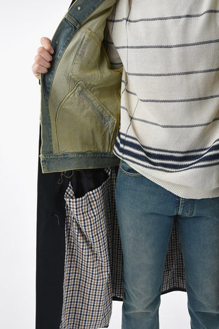 ARTISANAL Unstructured Overcoat with Denim Detail