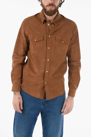 Suede HOUSTON Utility Shirt with Golden Buttons