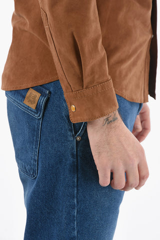 Suede HOUSTON Utility Shirt with Golden Buttons