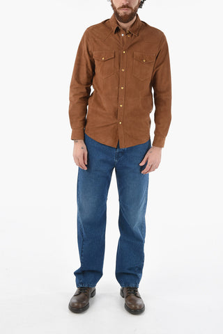 Suede HOUSTON Utility Shirt with Golden Buttons