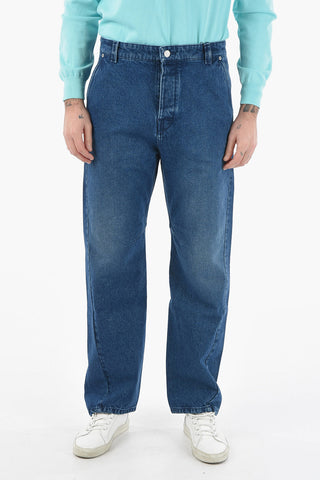 Dark-washed Flared Jeans with Tiger Crest Logo Patch 23cm