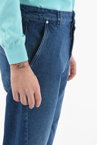Dark-washed Flared Jeans with Tiger Crest Logo Patch 23cm