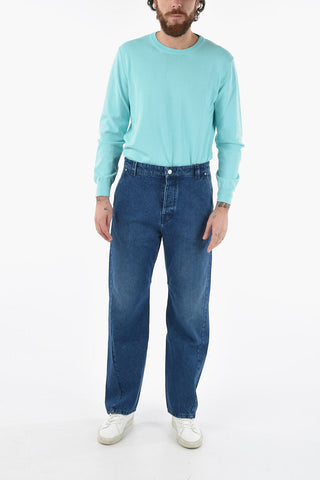 Dark-washed Flared Jeans with Tiger Crest Logo Patch 23cm