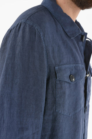 Linen DERBY Utility Overshirt with Visible Stiching