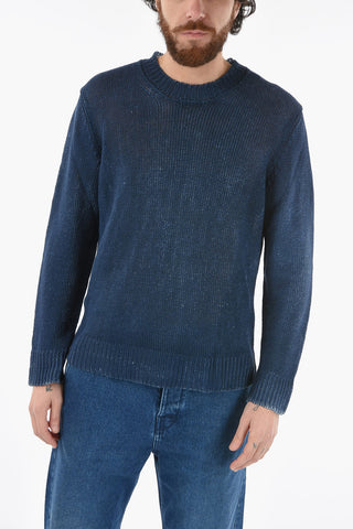 Shaded Effect Linen Crew-Neck Sweater
