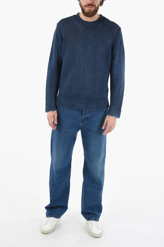 Shaded Effect Linen Crew-Neck Sweater