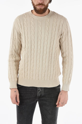 Cotton Cable Knit Crew-Neck Sweater