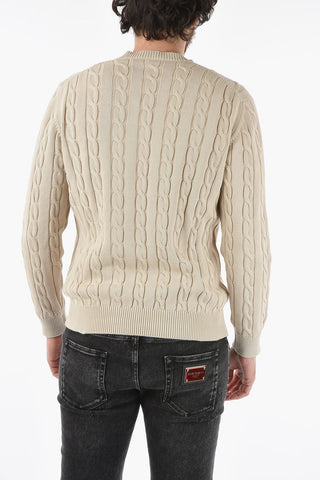 Cotton Cable Knit Crew-Neck Sweater