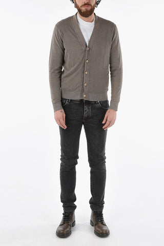 Cotton and Linen Lightweight Cardigan with V-Neck