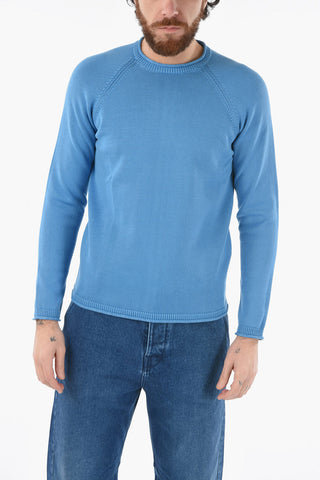 Solid Color Crew-neck Sweater with Raglan Sleeve