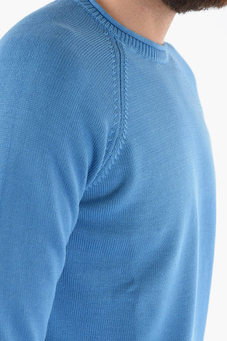 Solid Color Crew-neck Sweater with Raglan Sleeve