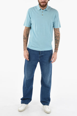 Solid Color Knitted 3 Buttons Polo Shirt