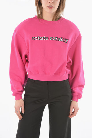 Brushed Cotton Crew-neck Cropped Sweatshirt