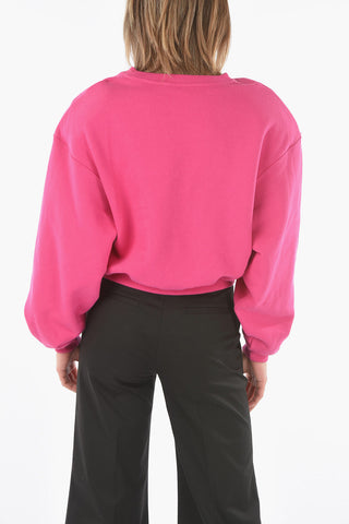 Brushed Cotton Crew-neck Cropped Sweatshirt