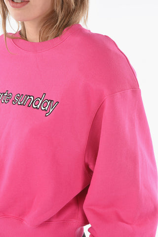 Brushed Cotton Crew-neck Cropped Sweatshirt