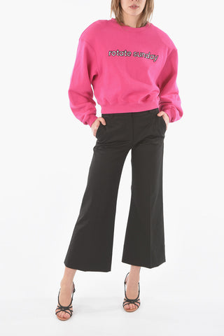 Brushed Cotton Crew-neck Cropped Sweatshirt