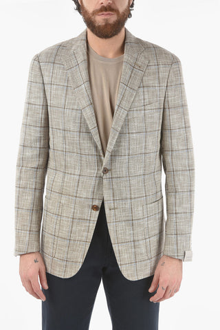 giacca a 2 bottoni GATE a quadri windowpane con due spacchi e revers classico