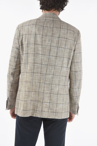 giacca a 2 bottoni GATE a quadri windowpane con due spacchi e revers classico
