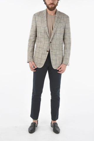 giacca a 2 bottoni GATE a quadri windowpane con due spacchi e revers classico