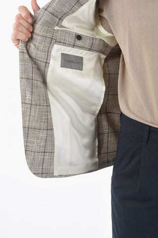 giacca a 2 bottoni GATE a quadri windowpane con due spacchi e revers classico