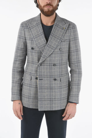 CC COLLECTION district check side vents peak lapel REWARD double-breasted blazer