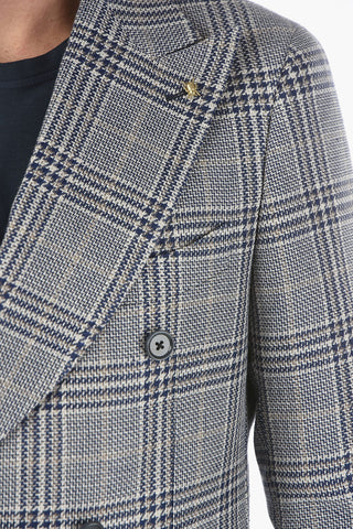CC COLLECTION district check side vents peak lapel REWARD double-breasted blazer