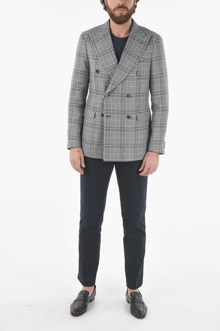 CC COLLECTION district check side vents peak lapel REWARD double-breasted blazer