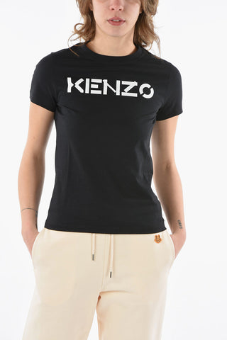 Crewneck T-shirt with Lettering Logo Print
