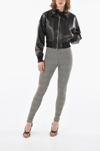 Leather Crop Bomber Jacket