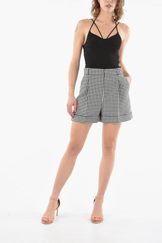CRUISE Houndstooth Motif Single-Pleat Shorts