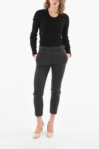 Pantalone Boyfit con Silhouette a Sigaretta e Passante con Monile