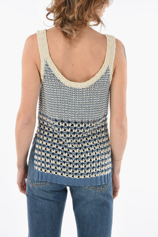 Canottiera Macramé Con Spacchi Laterali