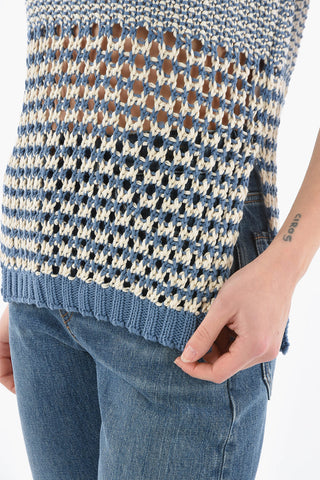 Canottiera Macramé Con Spacchi Laterali