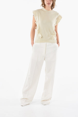 Sleeve-less Cashmere Sweater with Side Ruches