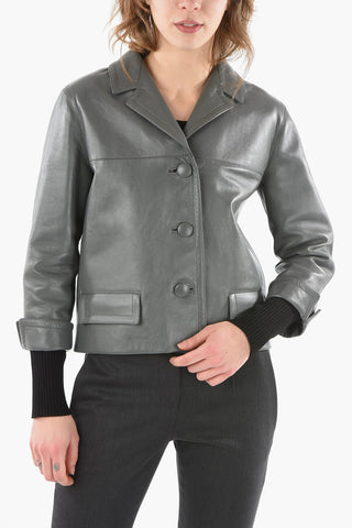 Flap Pockets Lined Leather Jacket