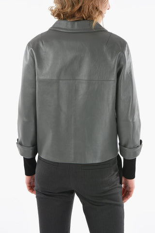 Flap Pockets Lined Leather Jacket