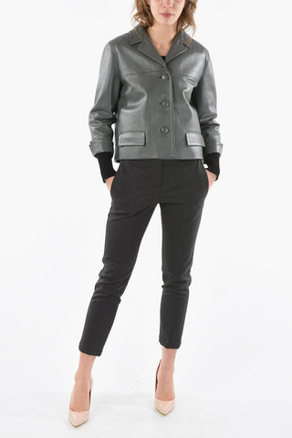 Flap Pockets Lined Leather Jacket