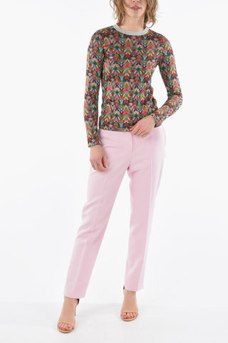 Maglia Multicolor Effetto Glitter con Girocollo a Coste 