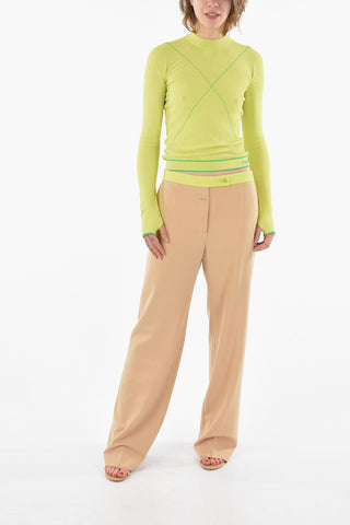 Stretchy Crewneck Tennis Sweater with Crew-neck