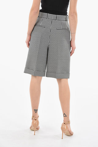 Houndstooth Motif Single-Pleat Tailored shorts