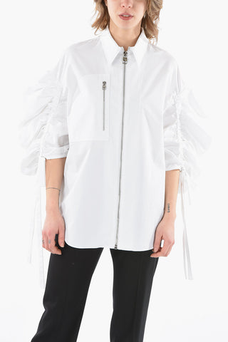 Full Zip Shirt with Ruffle Sleeves