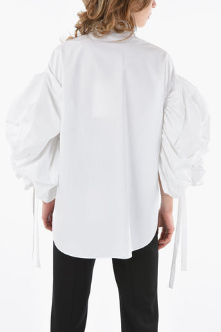 Full Zip Shirt with Ruffle Sleeves