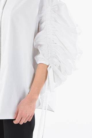 Full Zip Shirt with Ruffle Sleeves
