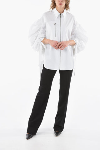 Full Zip Shirt with Ruffle Sleeves