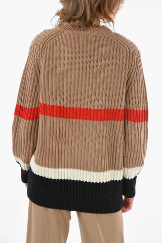 Maglia Collo a V SALMA in Misto Cashmere con Motivo a Righe